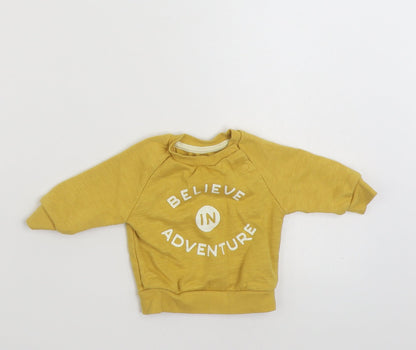Primark Boys Yellow  Cotton Pullover Jumper Size 0-3 Months  Pullover - Believe in Adventure