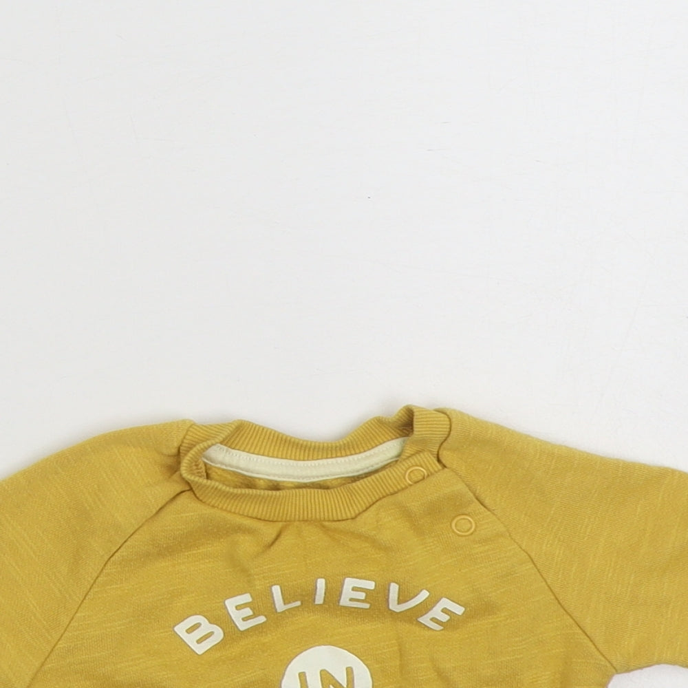 Primark Boys Yellow  Cotton Pullover Jumper Size 0-3 Months  Pullover - Believe in Adventure