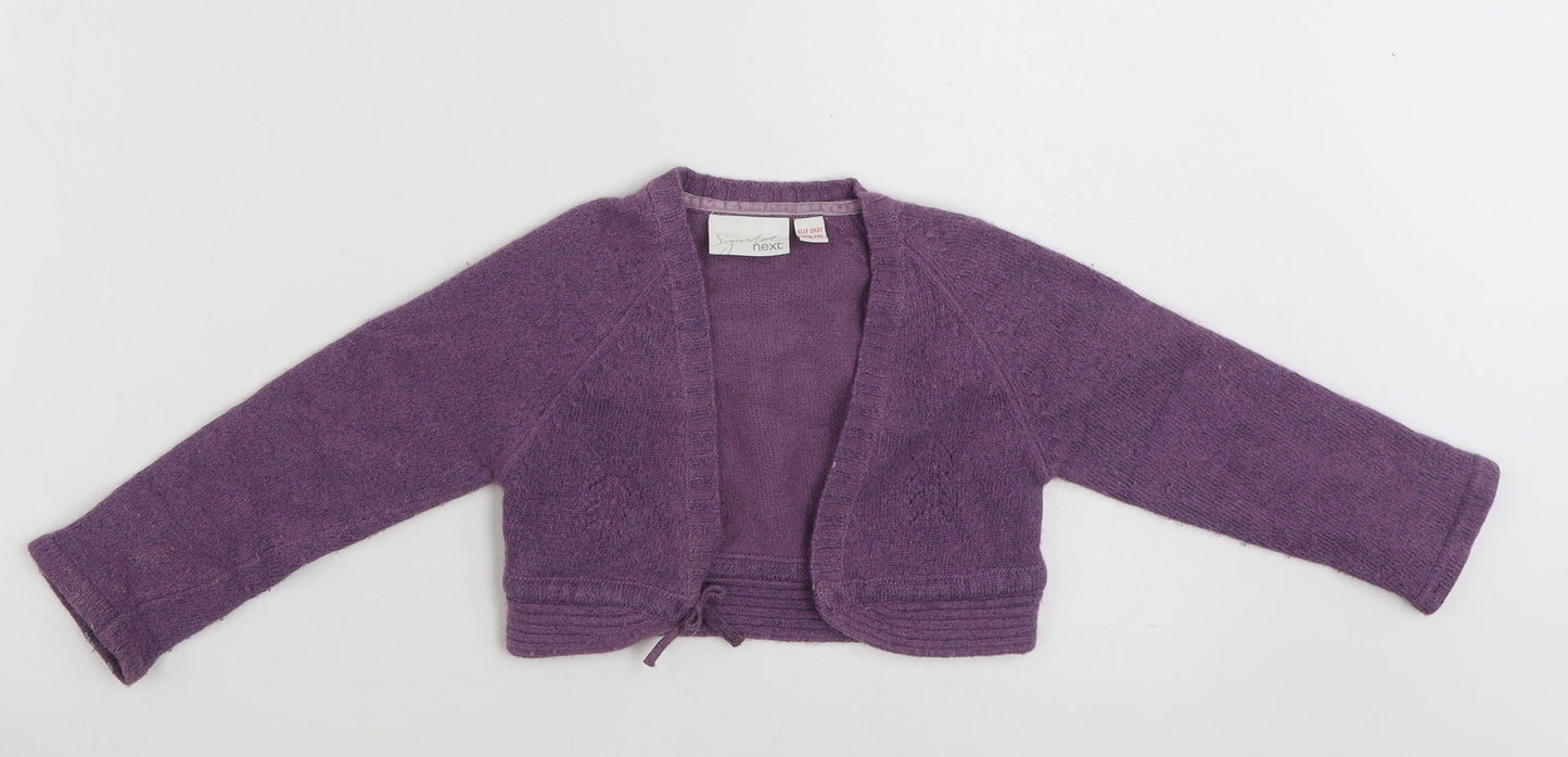 NEXT Girls Purple V-Neck  Wool Shrug Jumper Size 3 Years