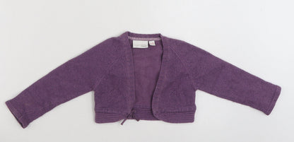 NEXT Girls Purple V-Neck  Wool Shrug Jumper Size 3 Years