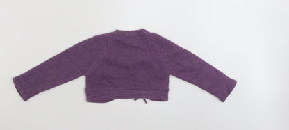 NEXT Girls Purple V-Neck  Wool Shrug Jumper Size 3 Years