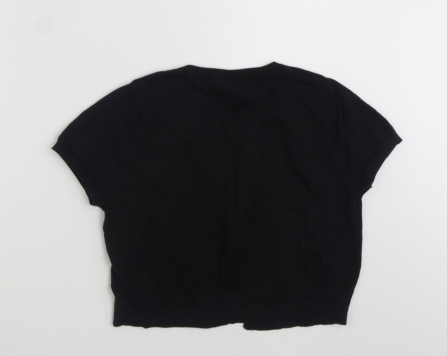 TU Womens Black Scoop Neck  Cotton Cardigan Jumper Size 16