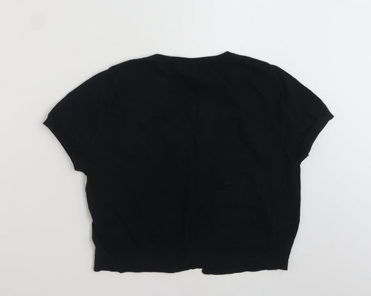 TU Womens Black Scoop Neck  Cotton Cardigan Jumper Size 16