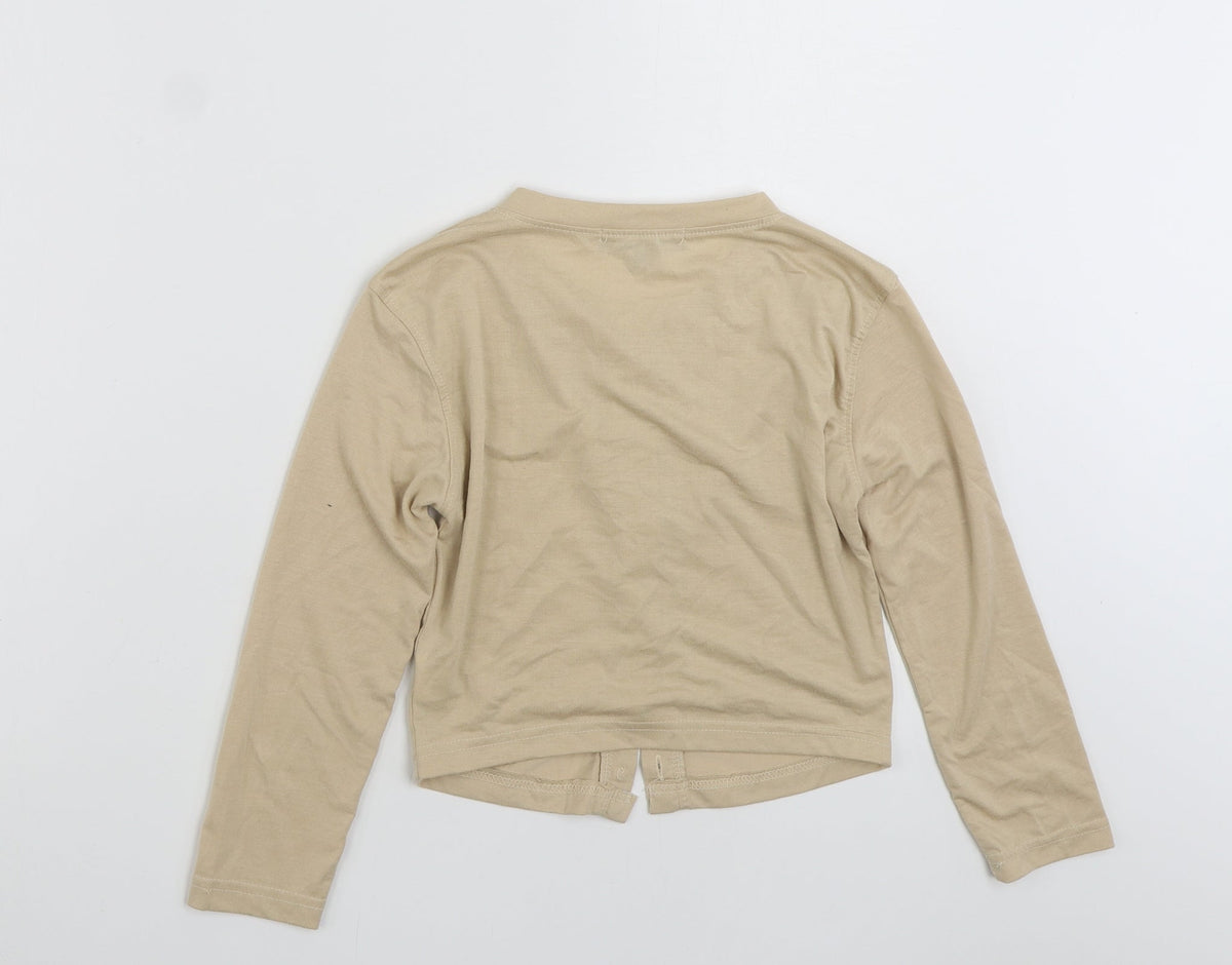 Back view of Missguided women’s beige polyester cardigan sweatshirt, size UK 10, button