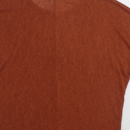 Brand and care label for Pep&Co women’s brown 100% polyester tunic sweatshirt, size UK 8, pullover