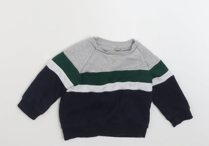 Front view of Primark boys’ multicoloured colourblock cotton pullover sweatshirt, size 2-3, years pullover