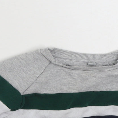 Close-up detail of Primark boys’ multicoloured colourblock cotton pullover sweatshirt, size 2-3, years pullover
