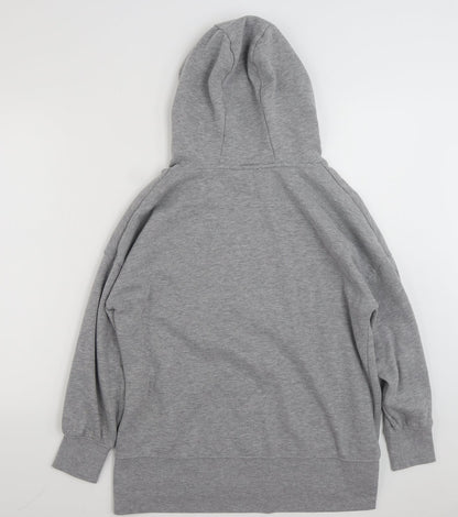 Back view of Dunnes women’s grey polyester pullover hoodie, size S, pullover