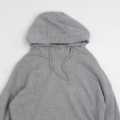 Close-up detail of Dunnes women’s grey polyester pullover hoodie, size S, pullover