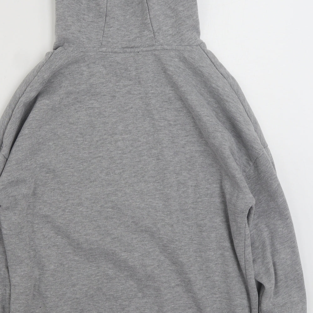 Brand and care label for Dunnes women’s grey polyester pullover hoodie, size S, pullover