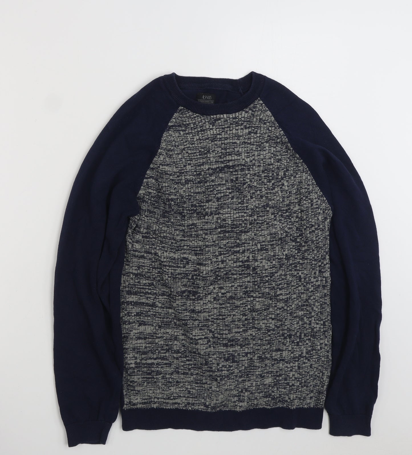 Matalan Mens Blue Crew Neck  Cotton Pullover Jumper Size M