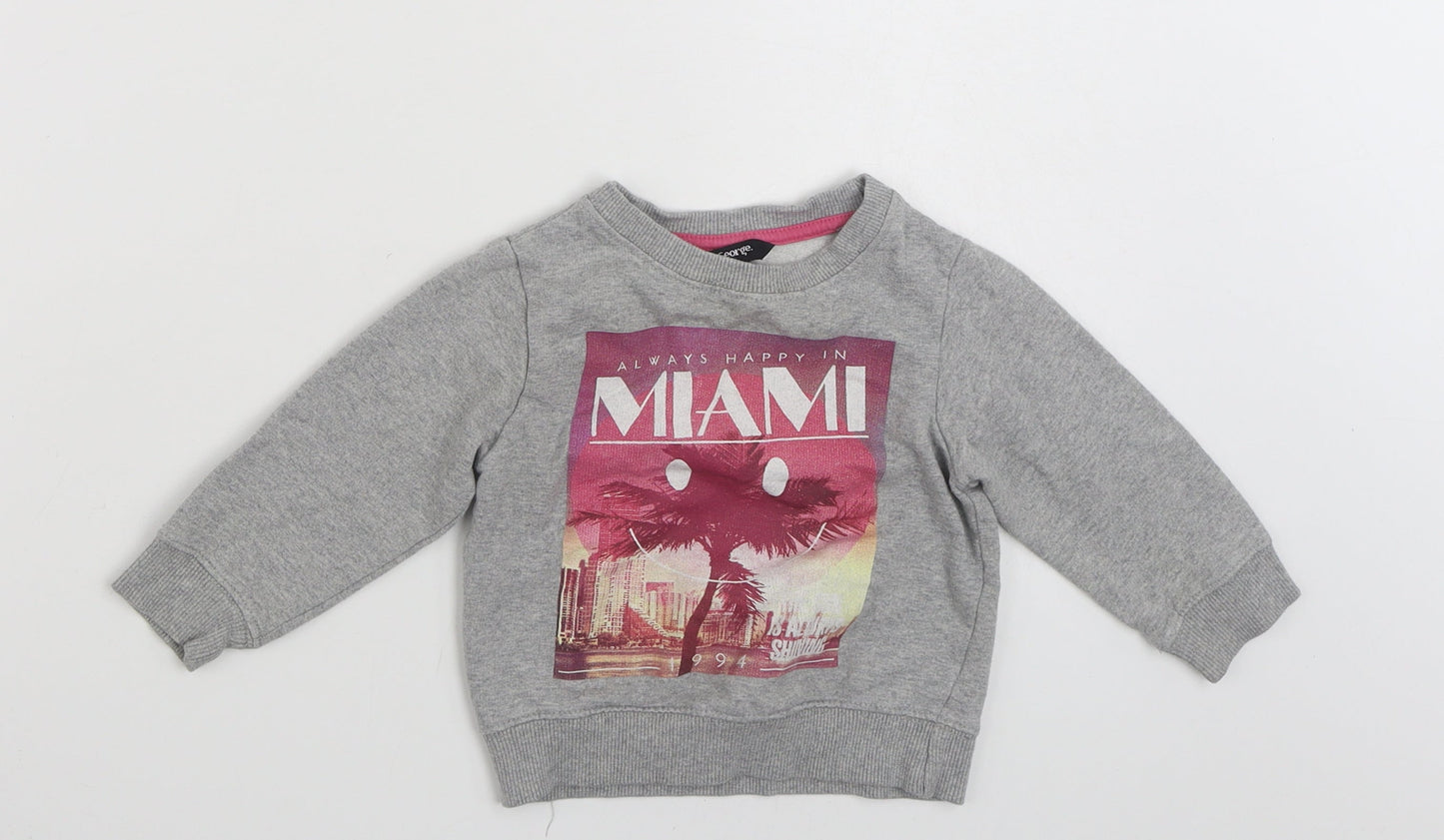 George Girls Grey  Cotton Pullover Jumper Size 9-12 Months  Pullover - Miami
