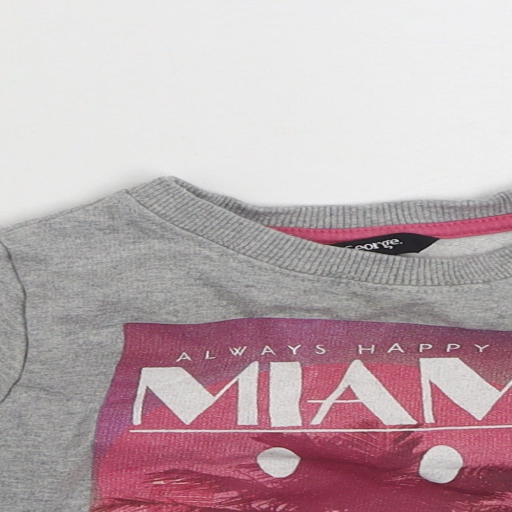 George Girls Grey  Cotton Pullover Jumper Size 9-12 Months  Pullover - Miami
