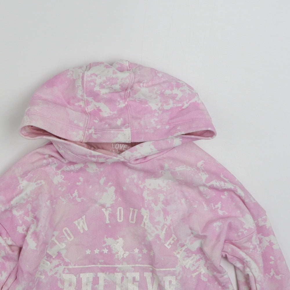 F&F Girls Pink Geometric Cotton Pullover Hoodie Size 9-10 Years  Pullover - Believe