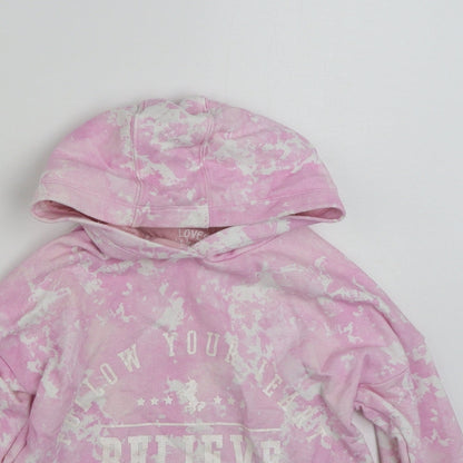 F&F Girls Pink Geometric Cotton Pullover Hoodie Size 9-10 Years  Pullover - Believe