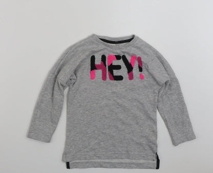 F&F Girls Grey  Cotton Pullover Sweatshirt Size 6-7 Years  Pullover - Hey
