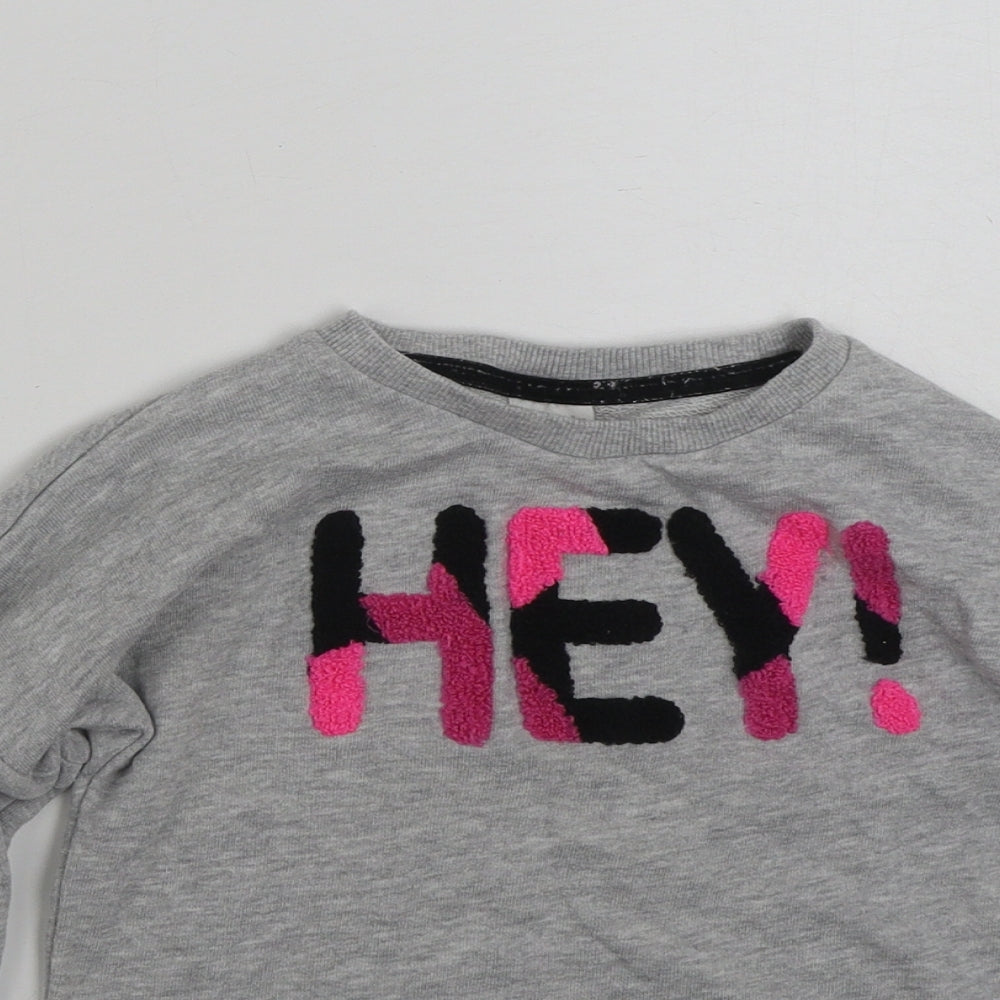 F&F Girls Grey  Cotton Pullover Sweatshirt Size 6-7 Years  Pullover - Hey