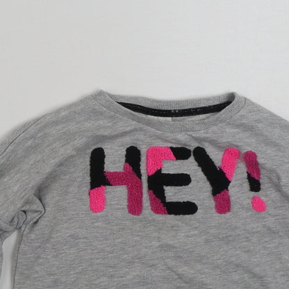 F&F Girls Grey  Cotton Pullover Sweatshirt Size 6-7 Years  Pullover - Hey