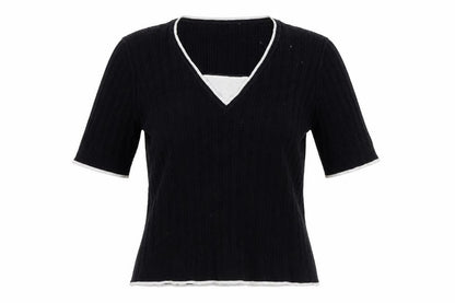 Country Casuals Womens Black V-Neck Cotton Pullover Jumper Size L