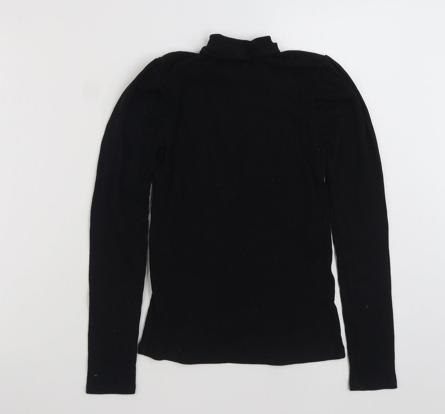 F&F Girls Black High Neck  Cotton Pullover Jumper Size 13-14 Years  Pullover