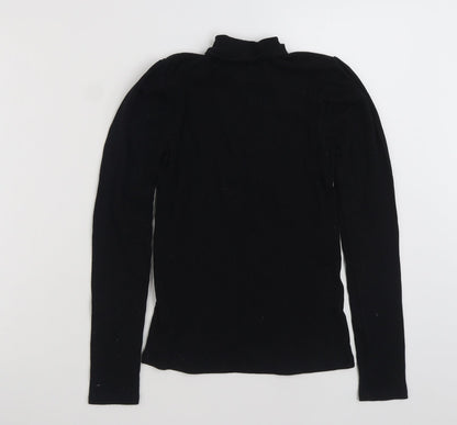 F&F Girls Black High Neck  Cotton Pullover Jumper Size 13-14 Years  Pullover