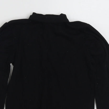 F&F Girls Black High Neck  Cotton Pullover Jumper Size 13-14 Years  Pullover