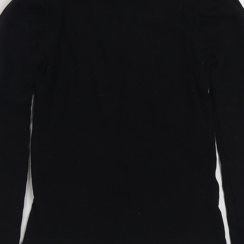 F&F Girls Black High Neck  Cotton Pullover Jumper Size 13-14 Years  Pullover