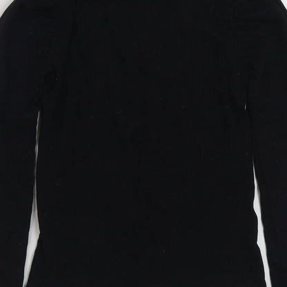 F&F Girls Black High Neck  Cotton Pullover Jumper Size 13-14 Years  Pullover