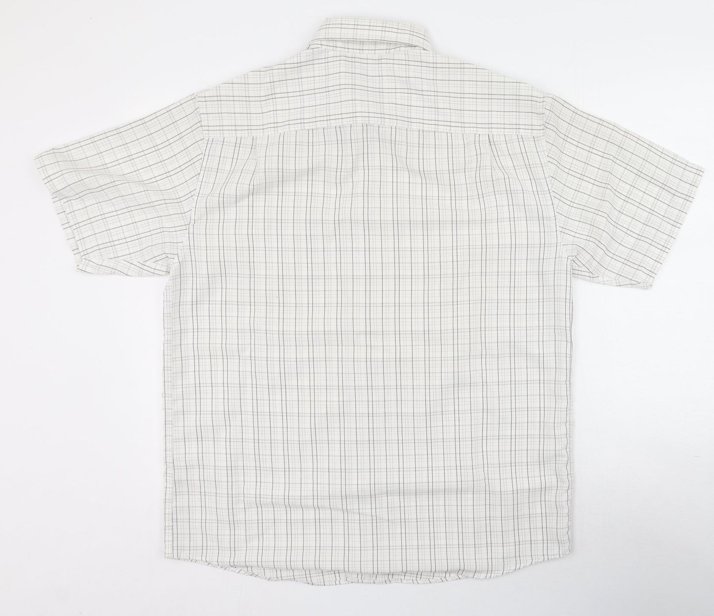 Dunnes Stores Mens White Plaid Polyester  Polo Size L Collared