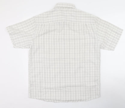 Dunnes Stores Mens White Plaid Polyester  Polo Size L Collared