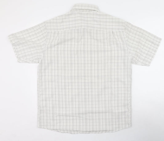 Dunnes Stores Mens White Plaid Polyester  Polo Size L Collared