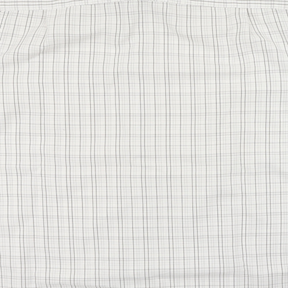 Dunnes Stores Mens White Plaid Polyester  Polo Size L Collared