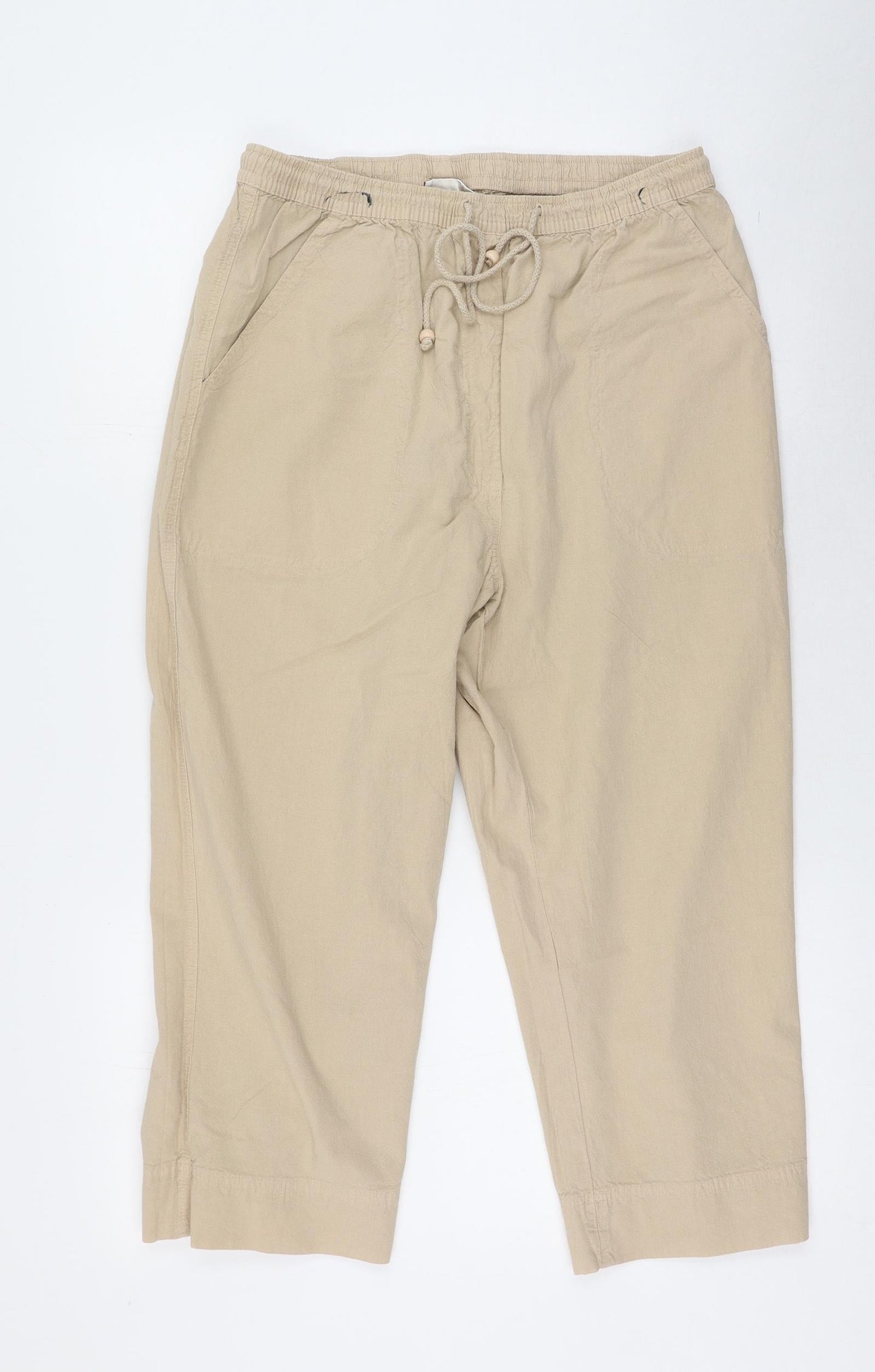 Bonmarche Womens Brown  Cotton Trousers  Size S L22 in Regular  - mark on top band of trousers