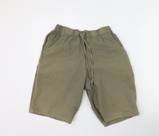 Bonmarche Womens Green  Cotton Trousers  Size S L20 in Regular