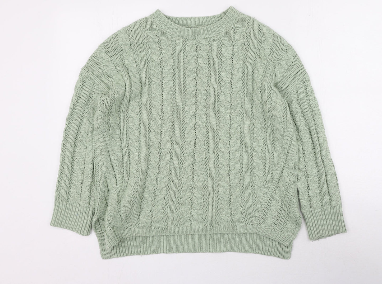 Primark Womens Green Round Neck  Acrylic Pullover Jumper Size S