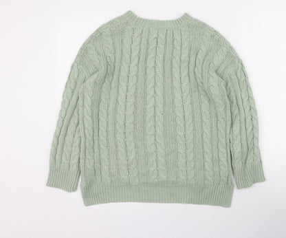 Primark Womens Green Round Neck  Acrylic Pullover Jumper Size S