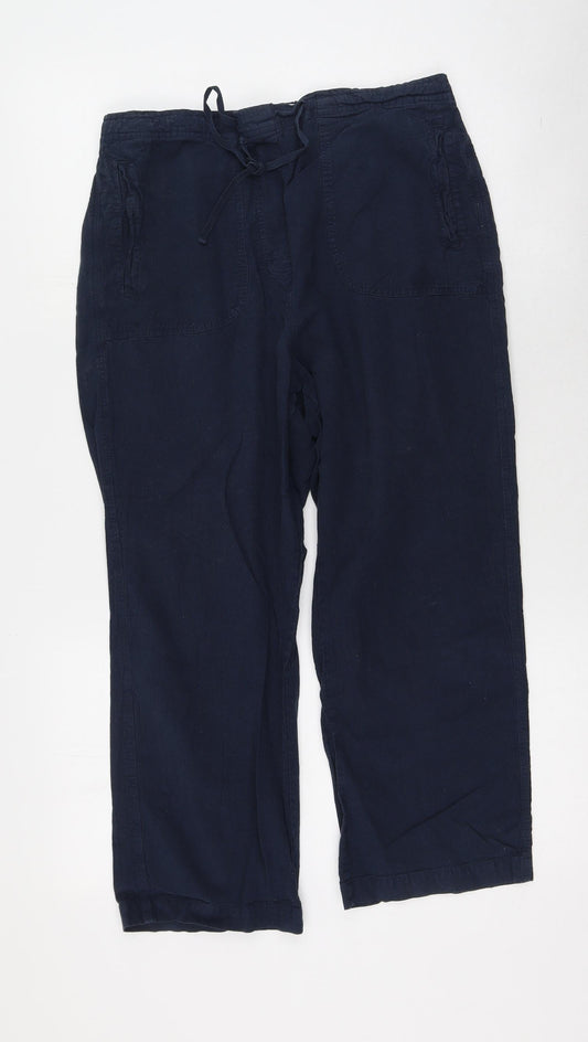 Bonmarche Womens Blue  Cotton Trousers  Size S L22 in Regular
