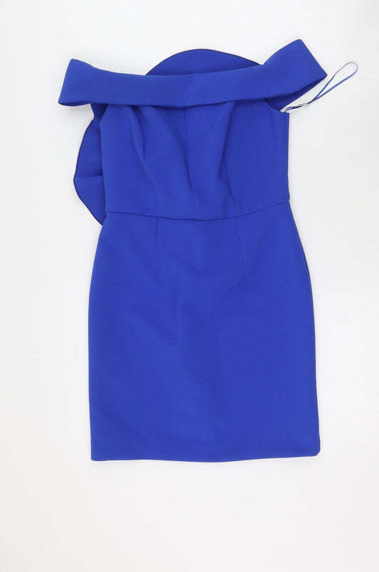 River Island Womens Blue  Polyester Bodycon  Size 6  Off the Shoulder