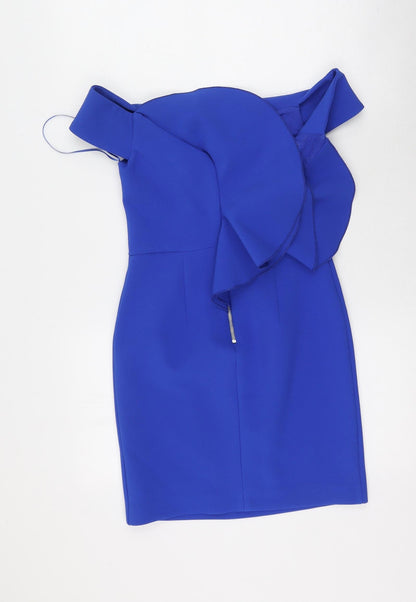 River Island Womens Blue  Polyester Bodycon  Size 6  Off the Shoulder