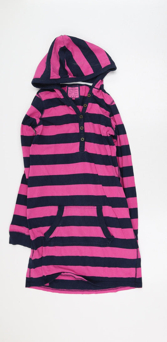 NEXT Womens Pink Striped Cotton Jumper Dress  Size 6  V-Neck