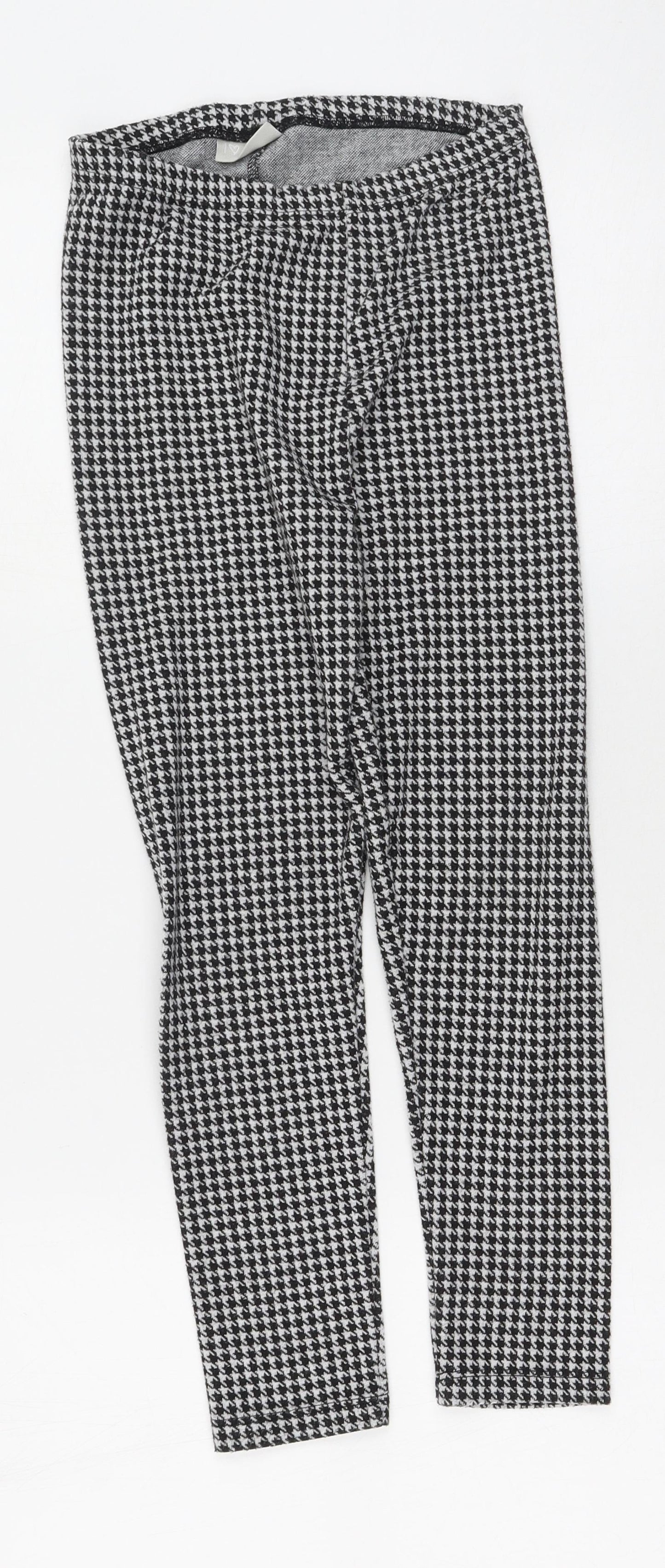 Preworn Girls Black Plaid Polyester Jegging Trousers Size 9 Months  Regular