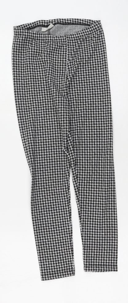 Preworn Girls Black Plaid Polyester Jegging Trousers Size 9 Months  Regular