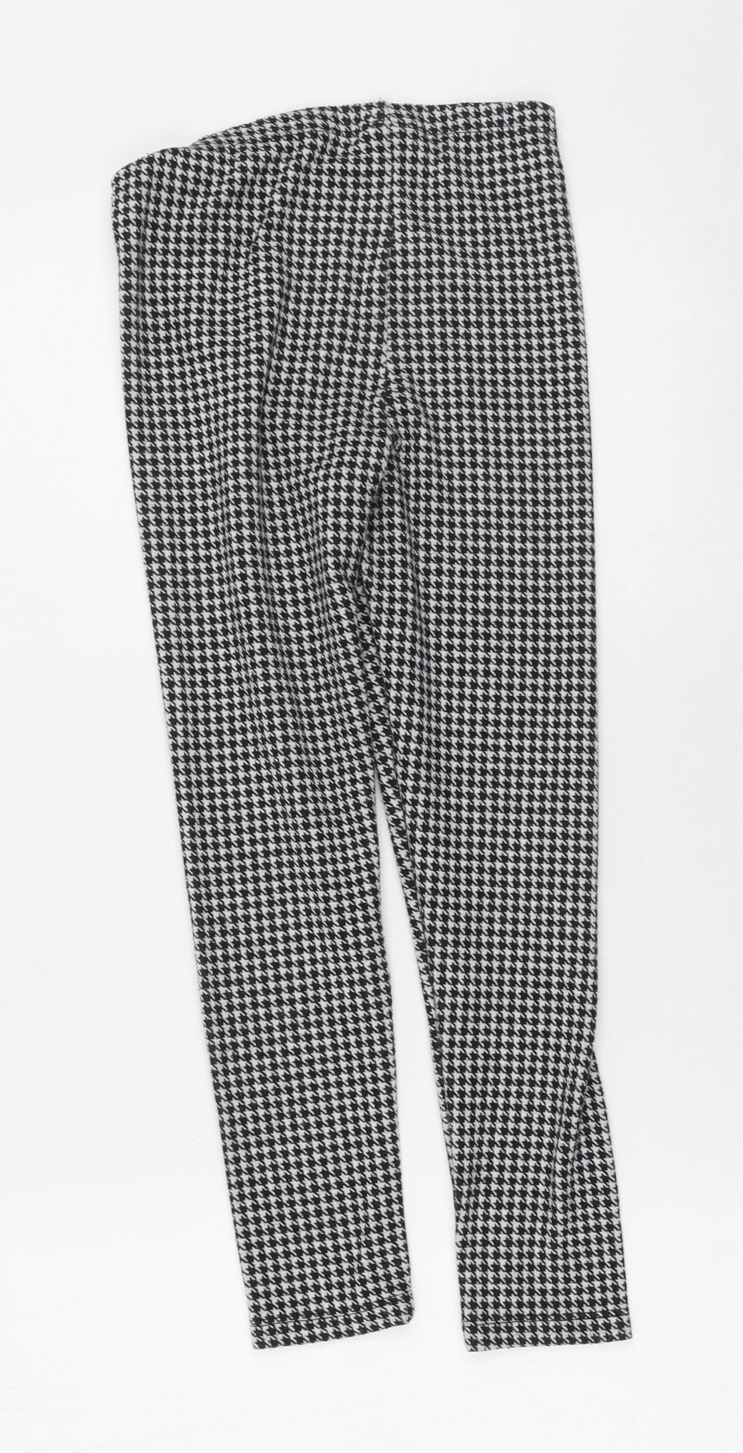 Preworn Girls Black Plaid Polyester Jegging Trousers Size 9 Months  Regular