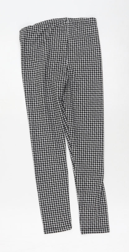 Preworn Girls Black Plaid Polyester Jegging Trousers Size 9 Months  Regular