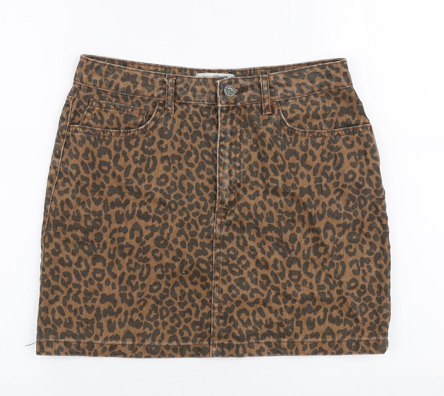 New Look Girls Brown Animal Print Cotton A-Line Skirt Size 14 Years  Regular Zip