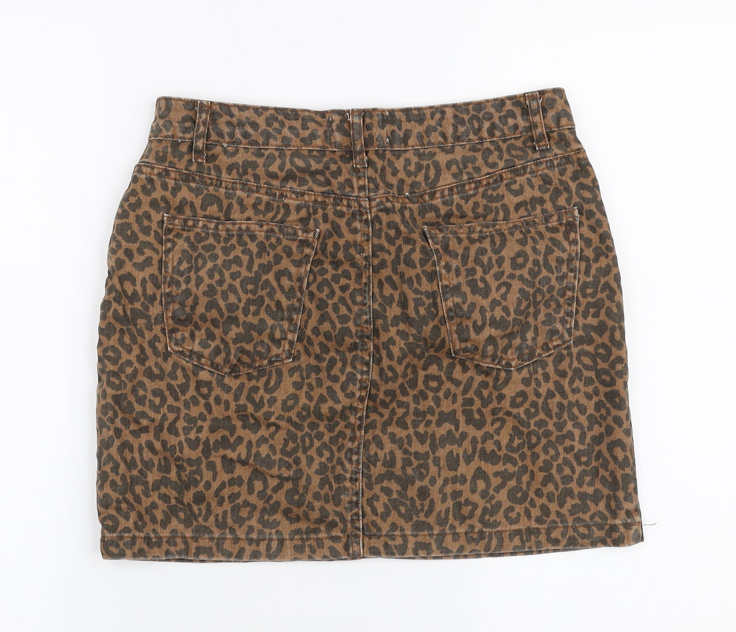 New Look Girls Brown Animal Print Cotton A-Line Skirt Size 14 Years  Regular Zip