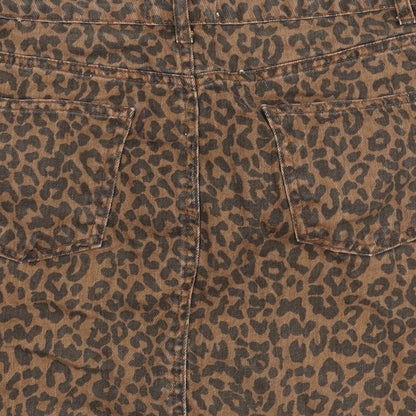 New Look Girls Brown Animal Print Cotton A-Line Skirt Size 14 Years  Regular Zip