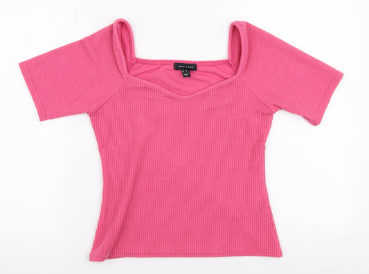 Womens UK Size 12 New Look Pink Jersey Blouse