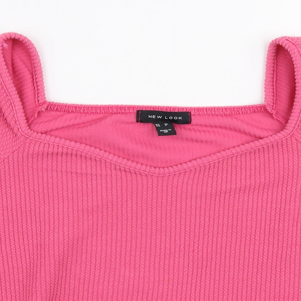 Womens UK Size 12 New Look Pink Jersey Blouse