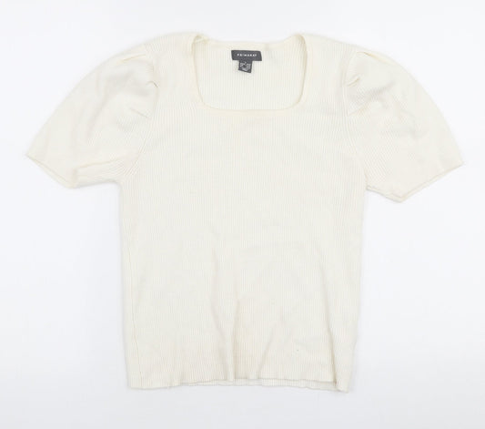 Primark Womens Ivory Square Neck  Viscose Pullover Jumper Size L